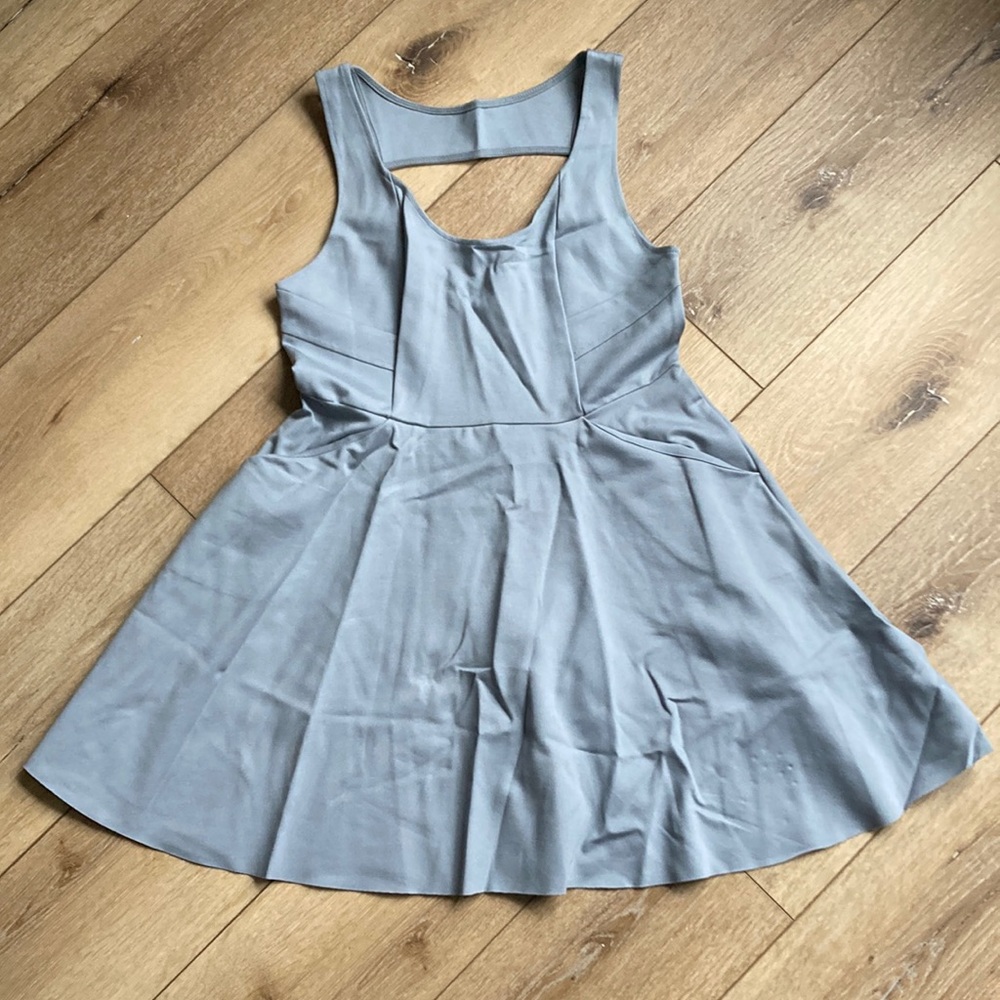 Kimchi Blue Fit and Flare Dress size Large Gray Blue Pockets Skater